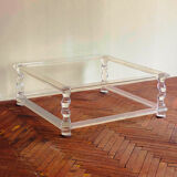 Two Tiered Coffee Table Manufactured for Maison Romeo in Lucite & Glass, France 1970s