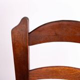 Set of 6 large Brutalist chairs in solid oak from the 1950s.