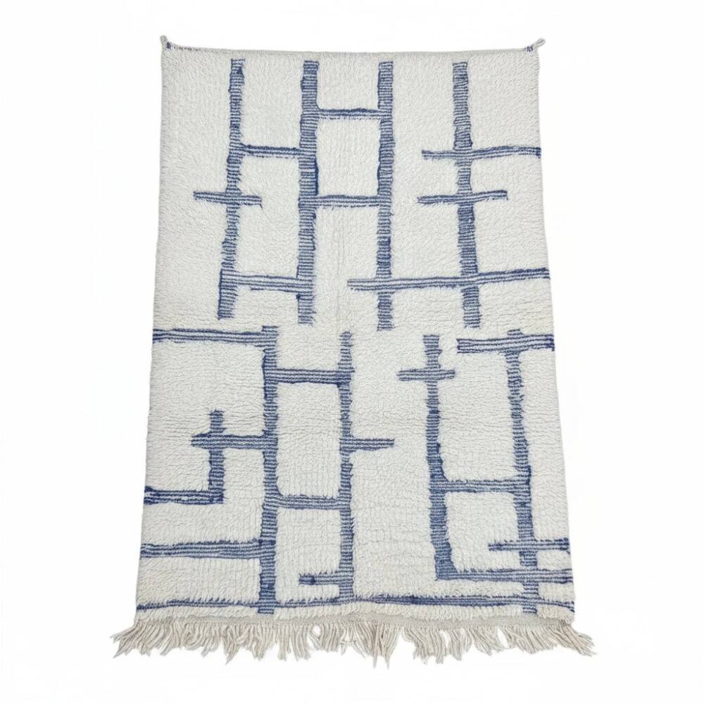 Graphic blue Moroccan rug