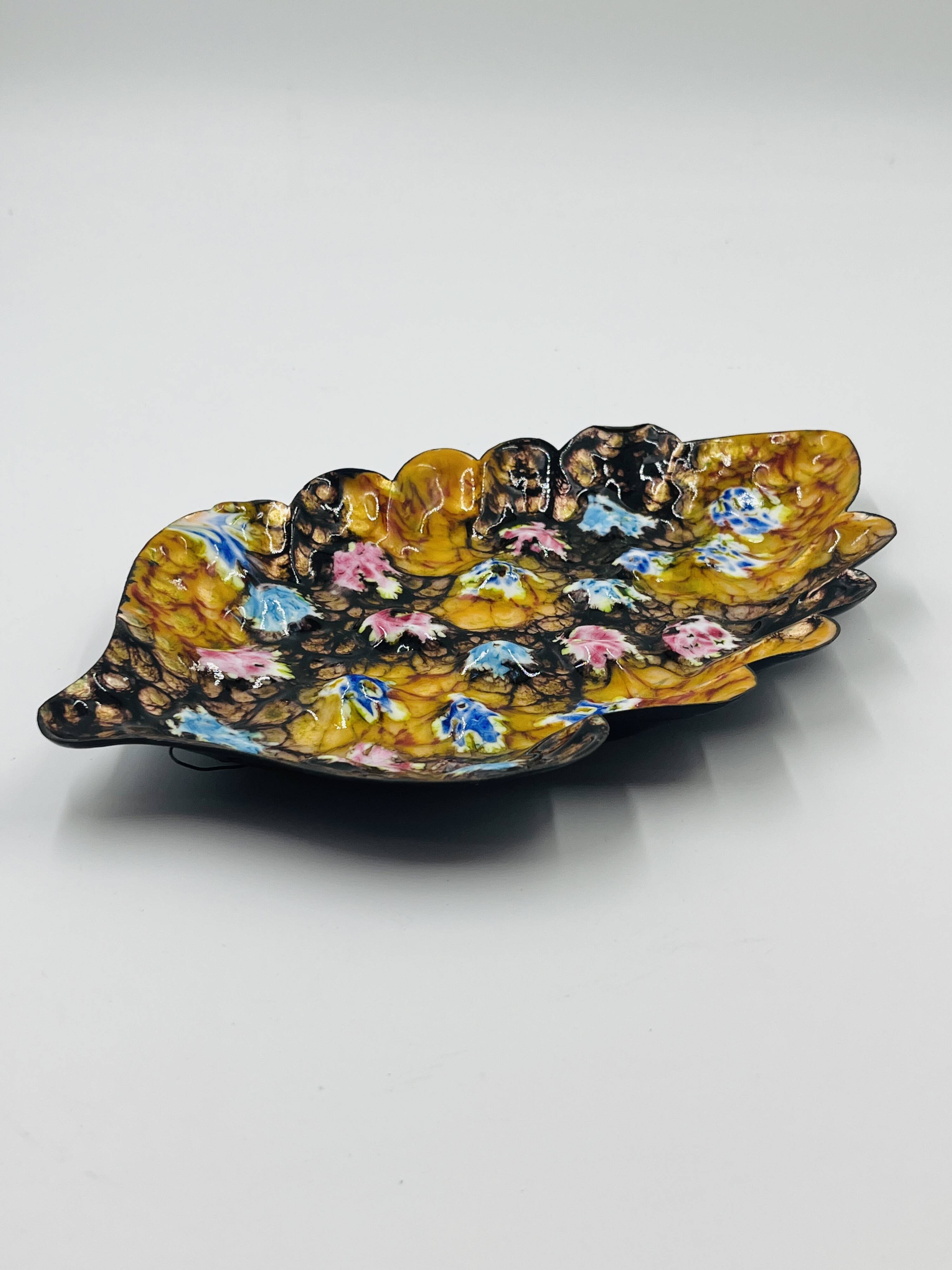 Large Enamelled Copper Plate Esmaltes Garcia 70s