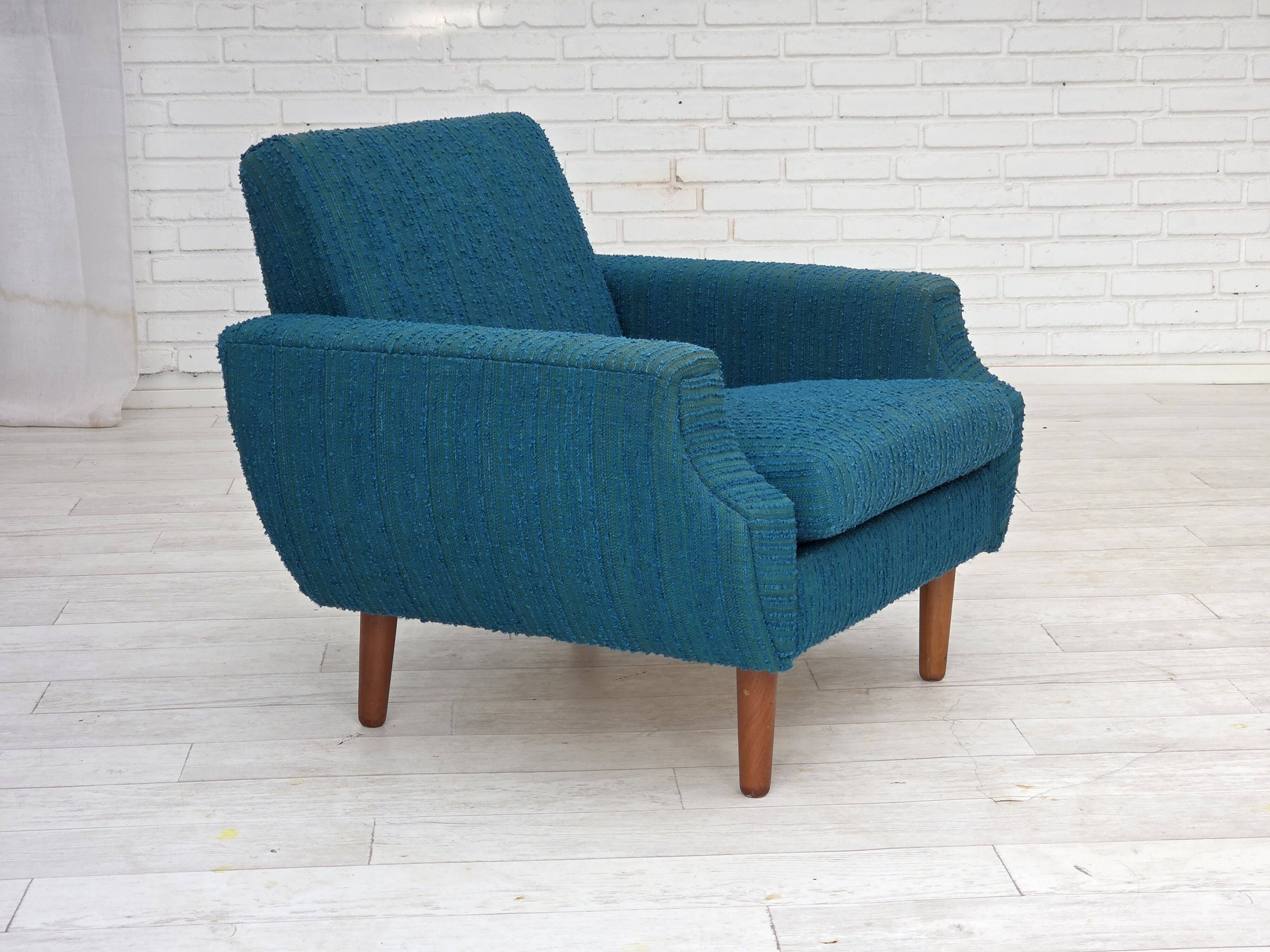 1970s, Danish armchair, original furniture wool, teak wood.
