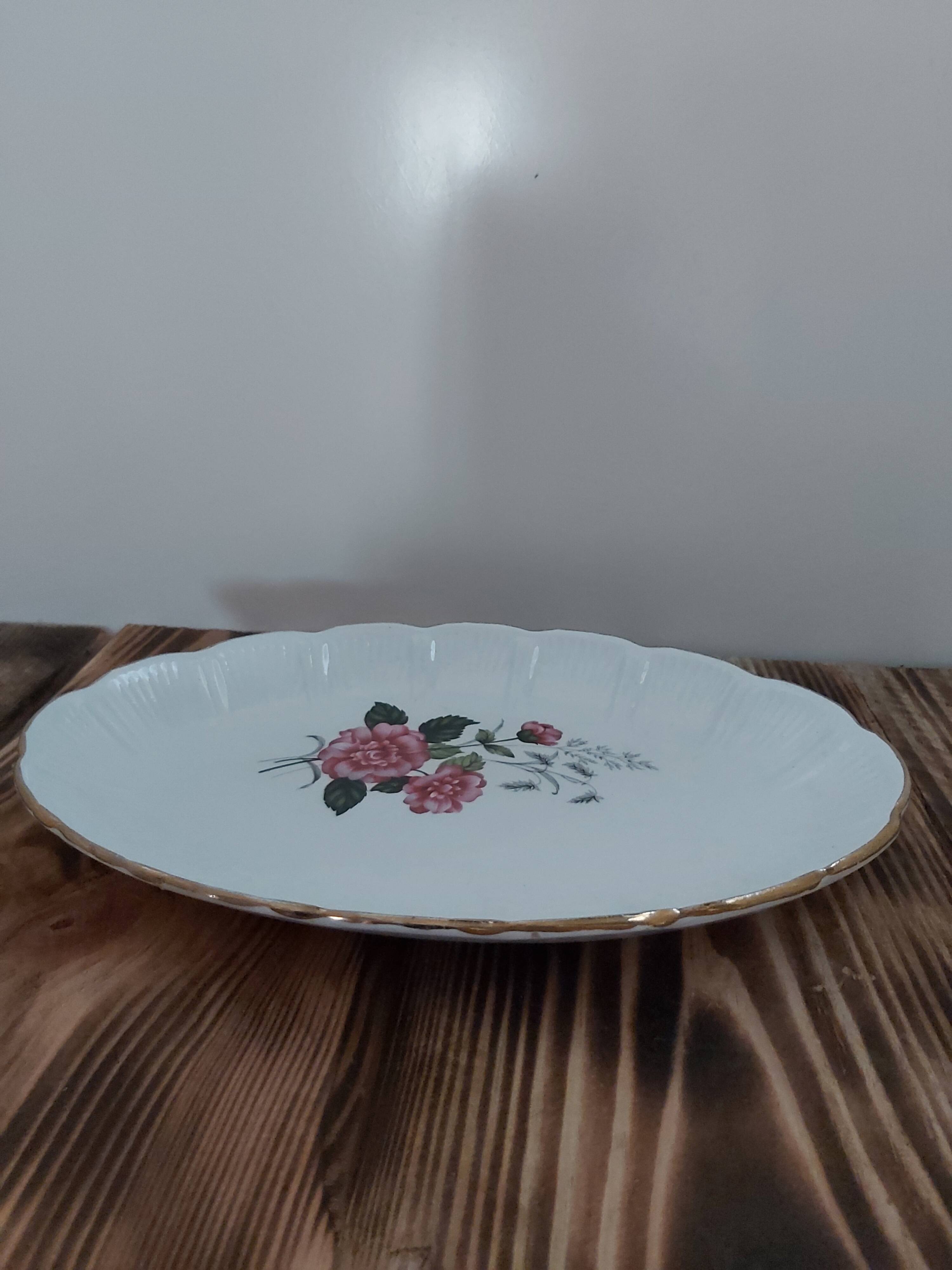 Ravier in earthenware L'Amandinoise decoration pink flowers