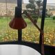 Architect's lamp in burgundy red metal, adjustable and articulated vintage