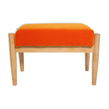 Tabouret vintage en velours orange milieu du siècle, Edmund Homa, années 1960