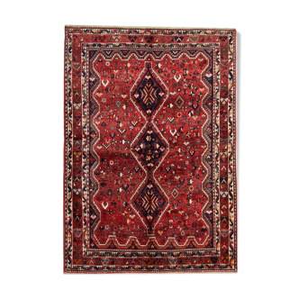 Handmade Vintage Persian Area Rug Traditional Red Wool Carpet- 162x229cm