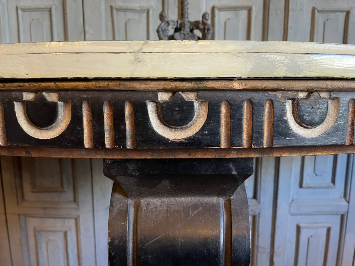 Half-moon console side table faux marble