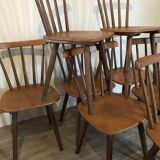 Set of 8 vintage chairs with bars and compass legs 1960