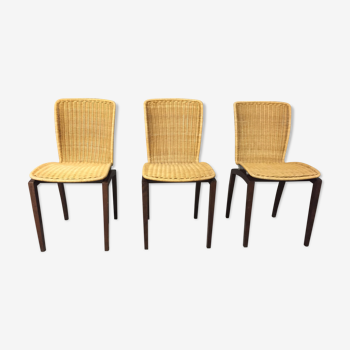 Chaises vintage Libra de Christian Werner en rotin Ligne Roset