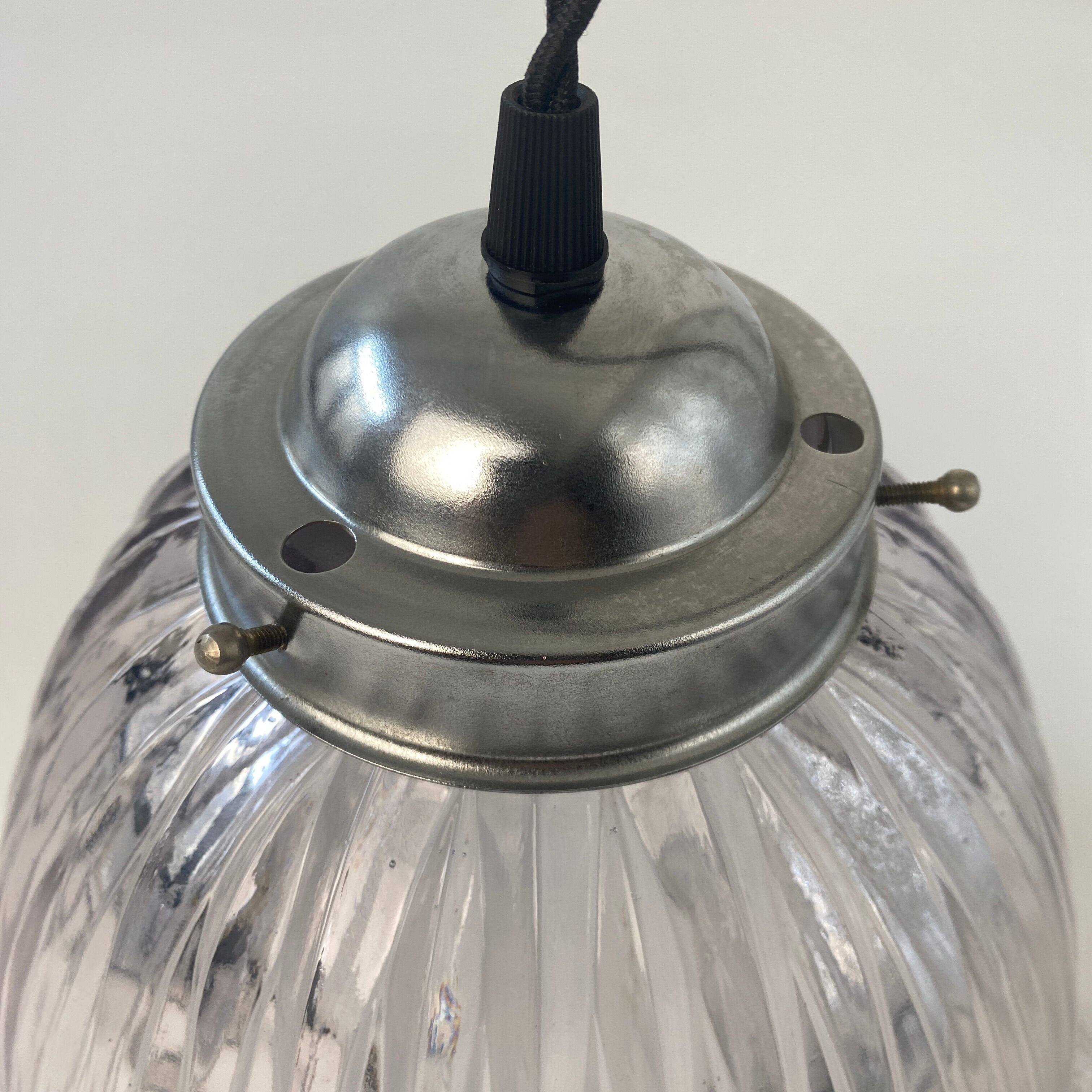 Holophane glass suspension 25,5 cm vintage