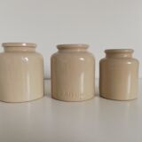Set of 3 vintage 1950 pots in glazed stoneware