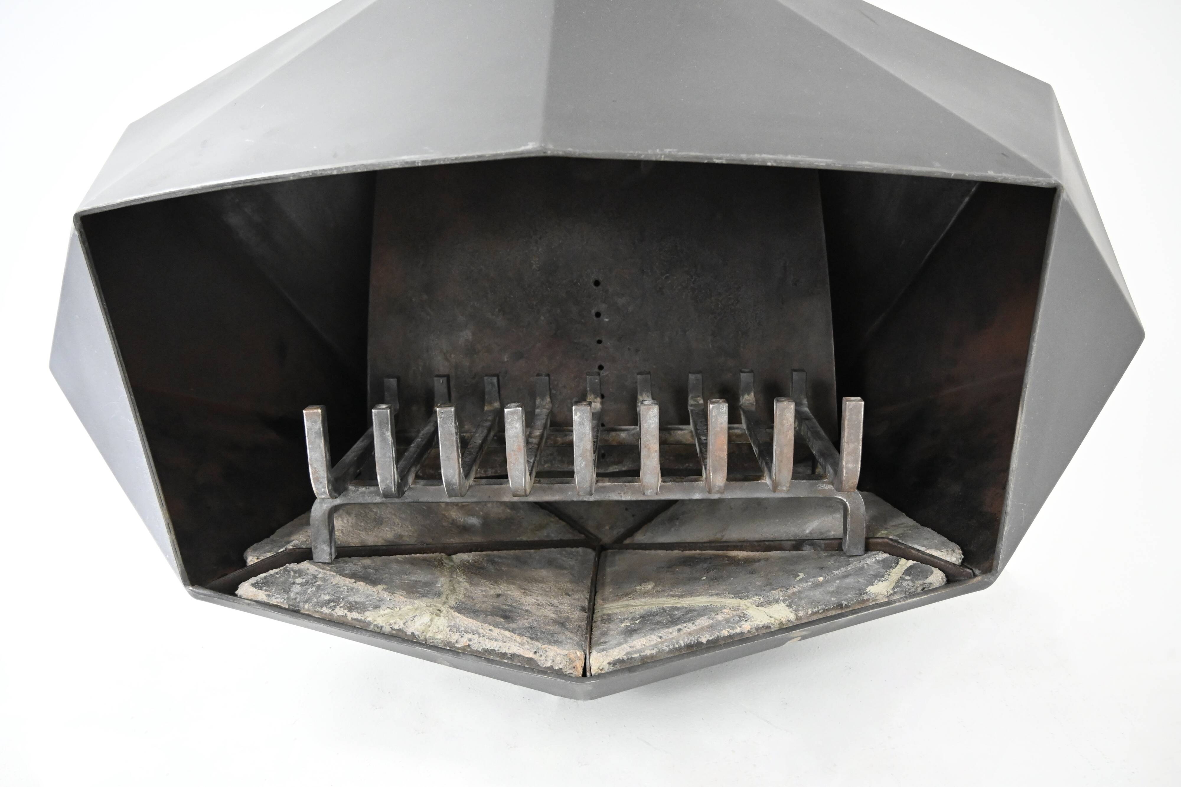 Wall-mounted fireplace "Diamond" by Don Bar, 1970s