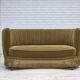 1970s, Danish 2-seater "Banana" sofa, green furniture velour.