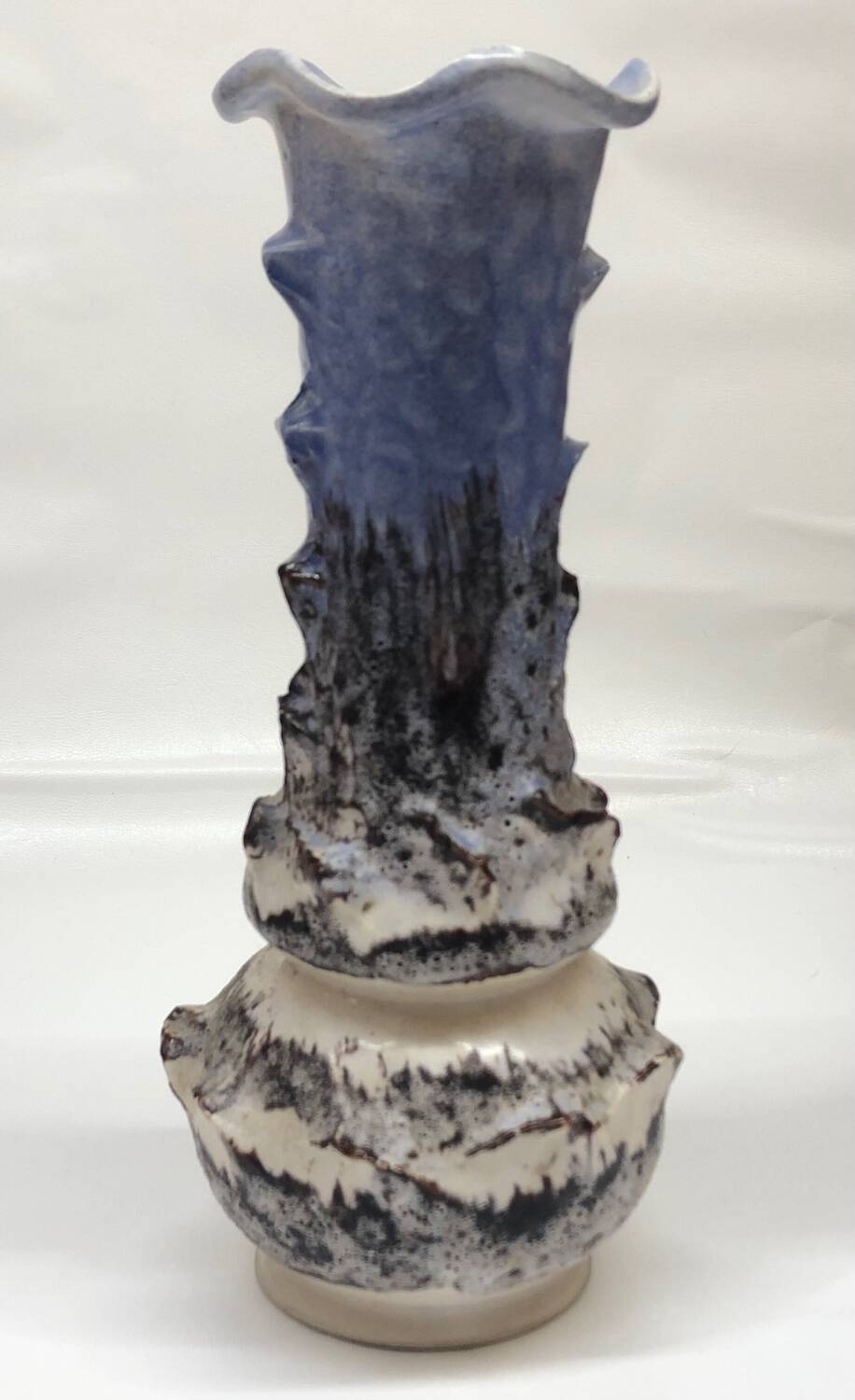 Vase fat lava blue gray Vallauris