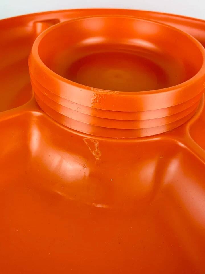 Vintage 1970s orange plastic Prisunic Flair aperitif platter