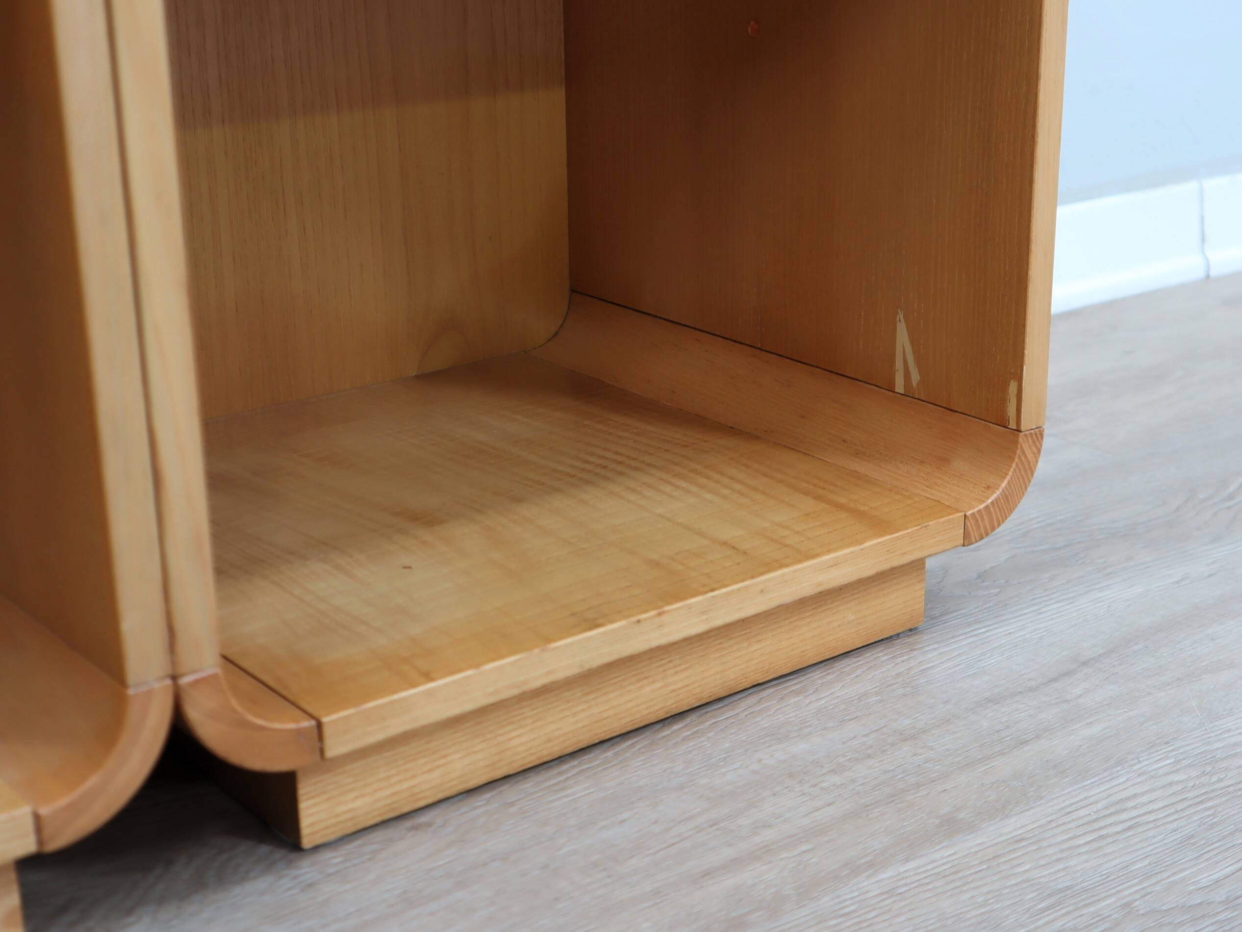 Pair of tall vintage birch wood bedside tables / entryway console 1970s