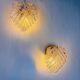 Pair of "Leaf" frosted Murano glass wall sconces, Italy, 1970s