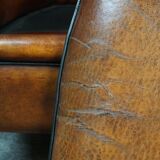 Set of 2 club chairs in black piping sheep leather