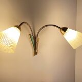 Large Vintage Glass Brass Wall Lamp