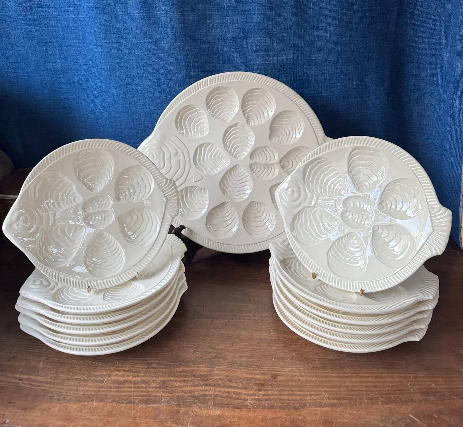 Rare Art Deco turbo oyster set Boch La Louvière 1920