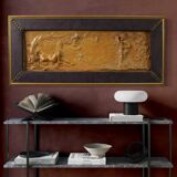 French terracotta bas-relief, Venus with Faun from 20th century