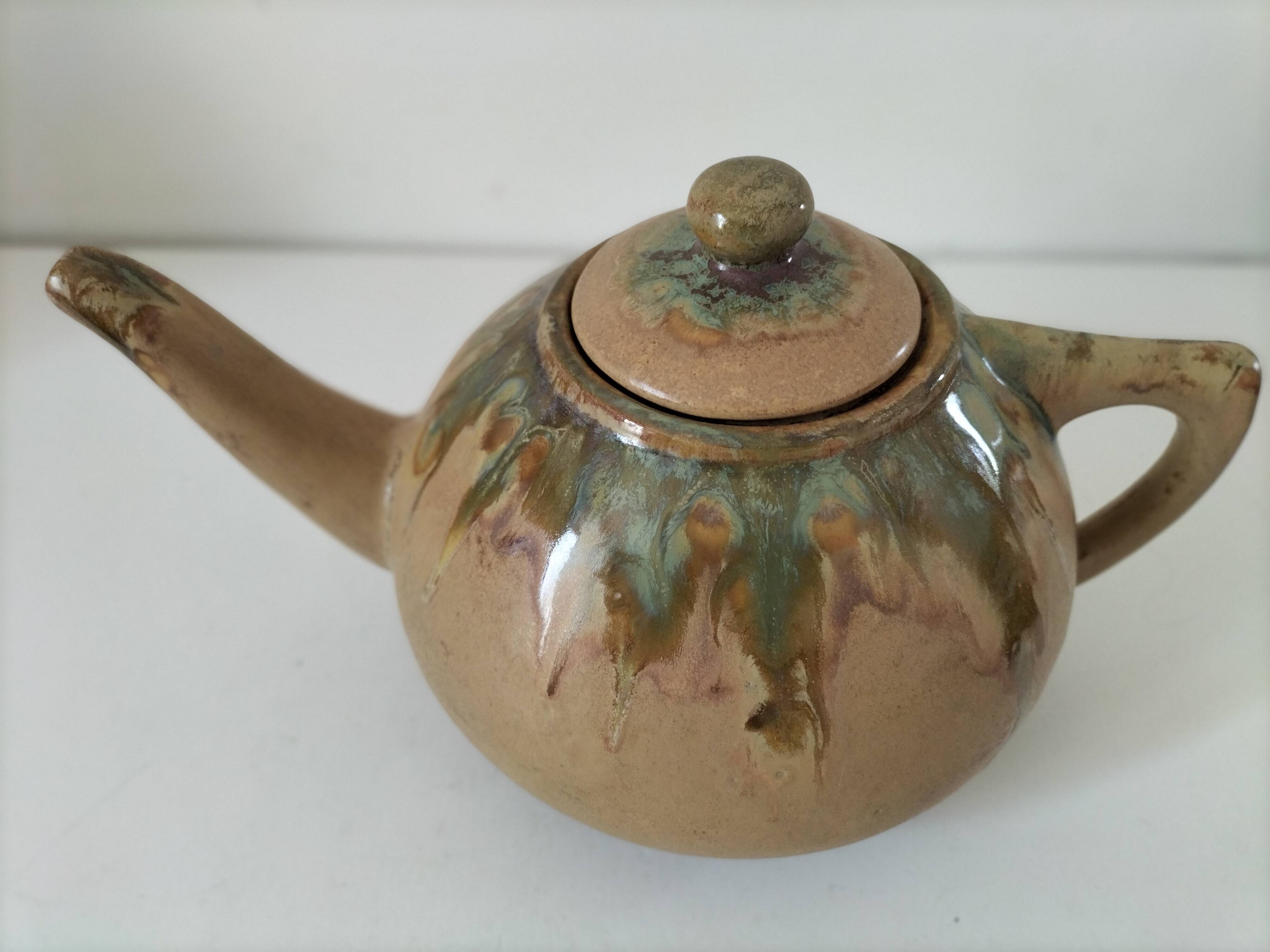 Grandet teapot in flamed stoneware Pierrefonds – Heraldic Faience