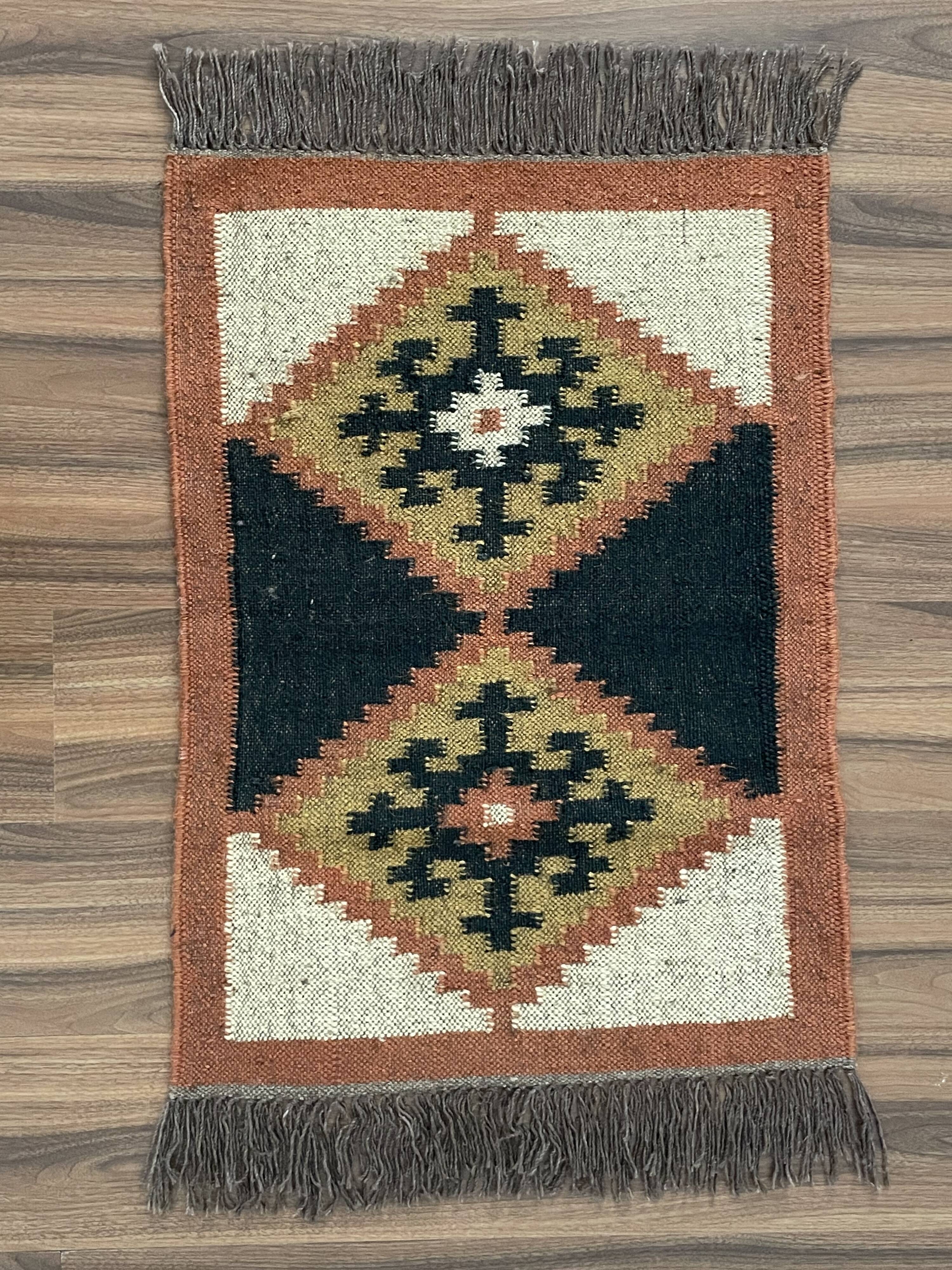 Jute and wool handwoven kilim