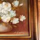 Still life painting with flowers, artist's signature