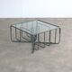 Table basse en verre et métal gris, années 70