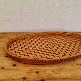 Vintage woven bamboo tray
