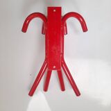 Patère porte manteau métal laqué rouge 80s