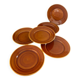 Vintage set of 6 Luneville honey brown plates