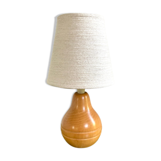 Lampe bois abat-jour corde