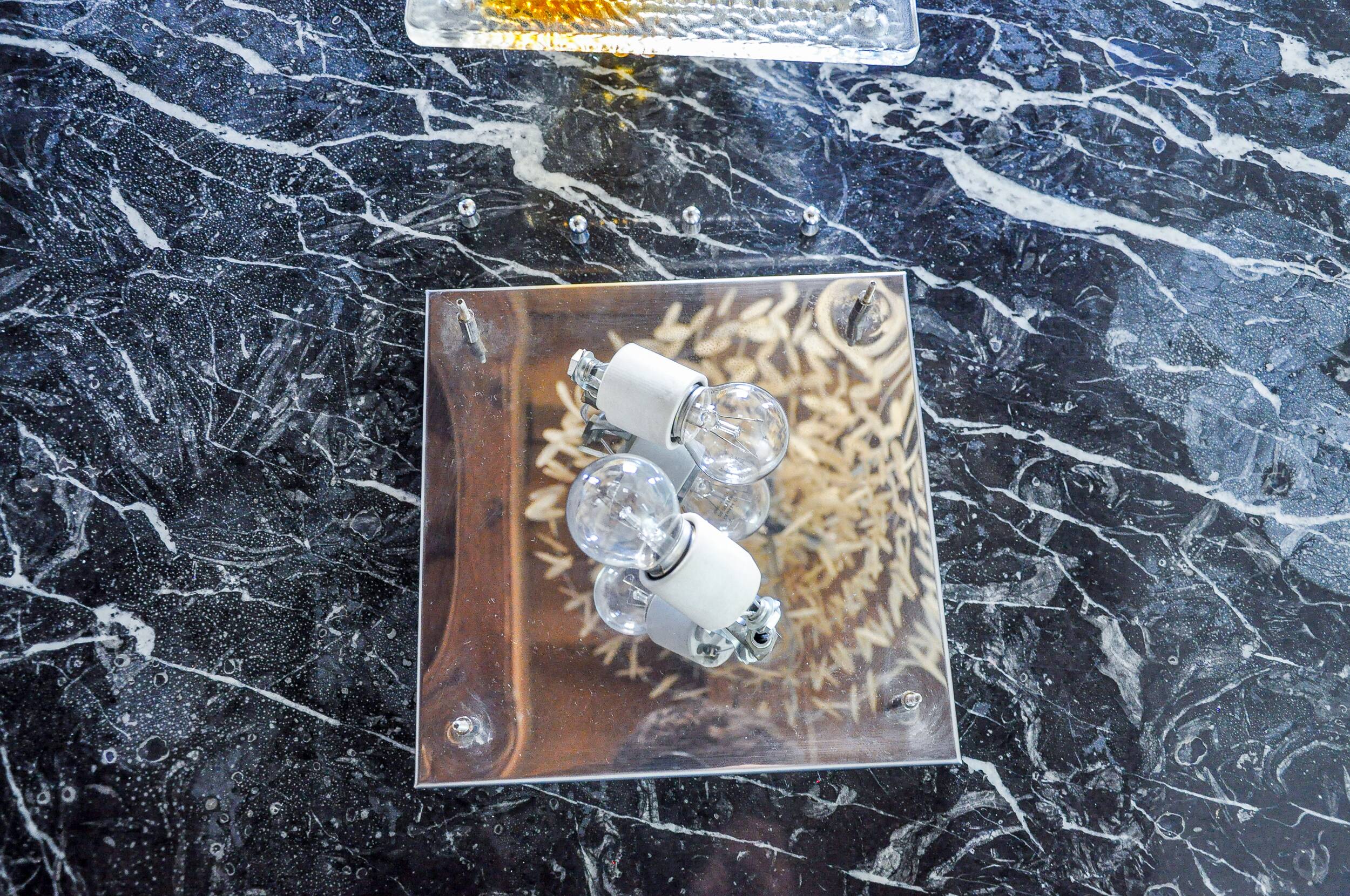 Murano Mazzega orange wall light, ice cube effect, Italy, 1970