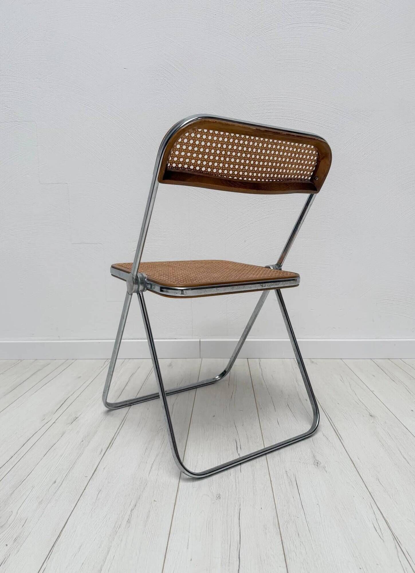 1x 1960s vintage Plia cane folding chair by Giancarlo Piretti for Anonima Castelli