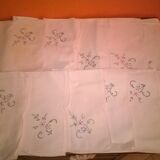 12 thin cotton towels, embroidered