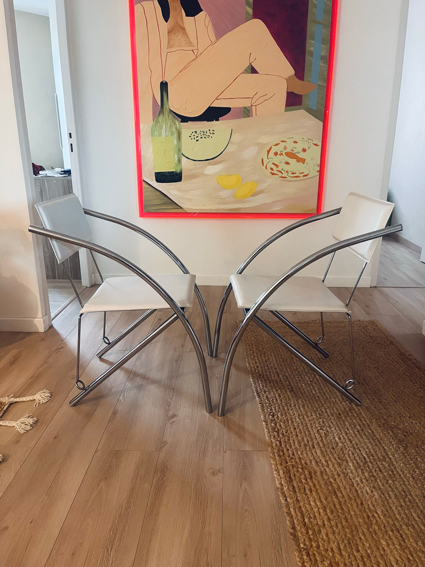 Set of 2 vintage dining chairs - 70s - 80s style