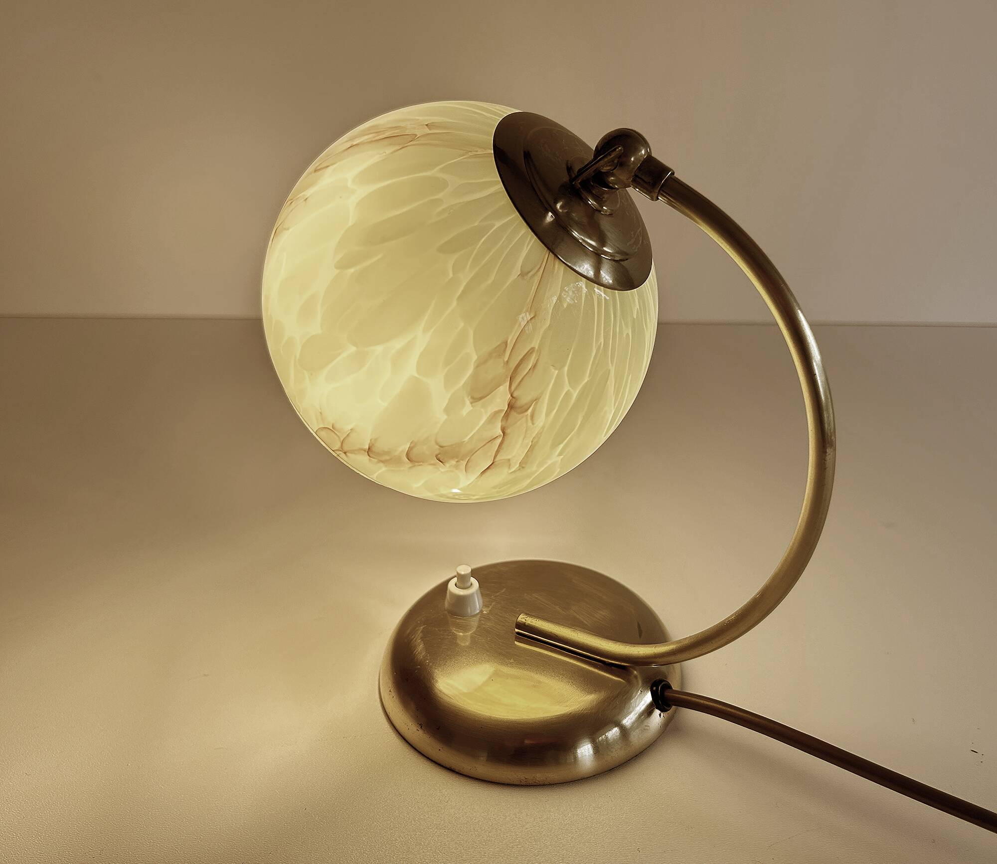 Art Deco Lamp Green Glass Brass