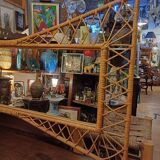 Large and unusual rattan mirror from the 1960s