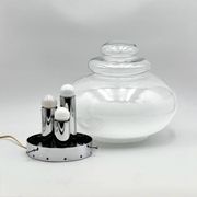 Large space age ufo table lamp in chrome metal, 1960s