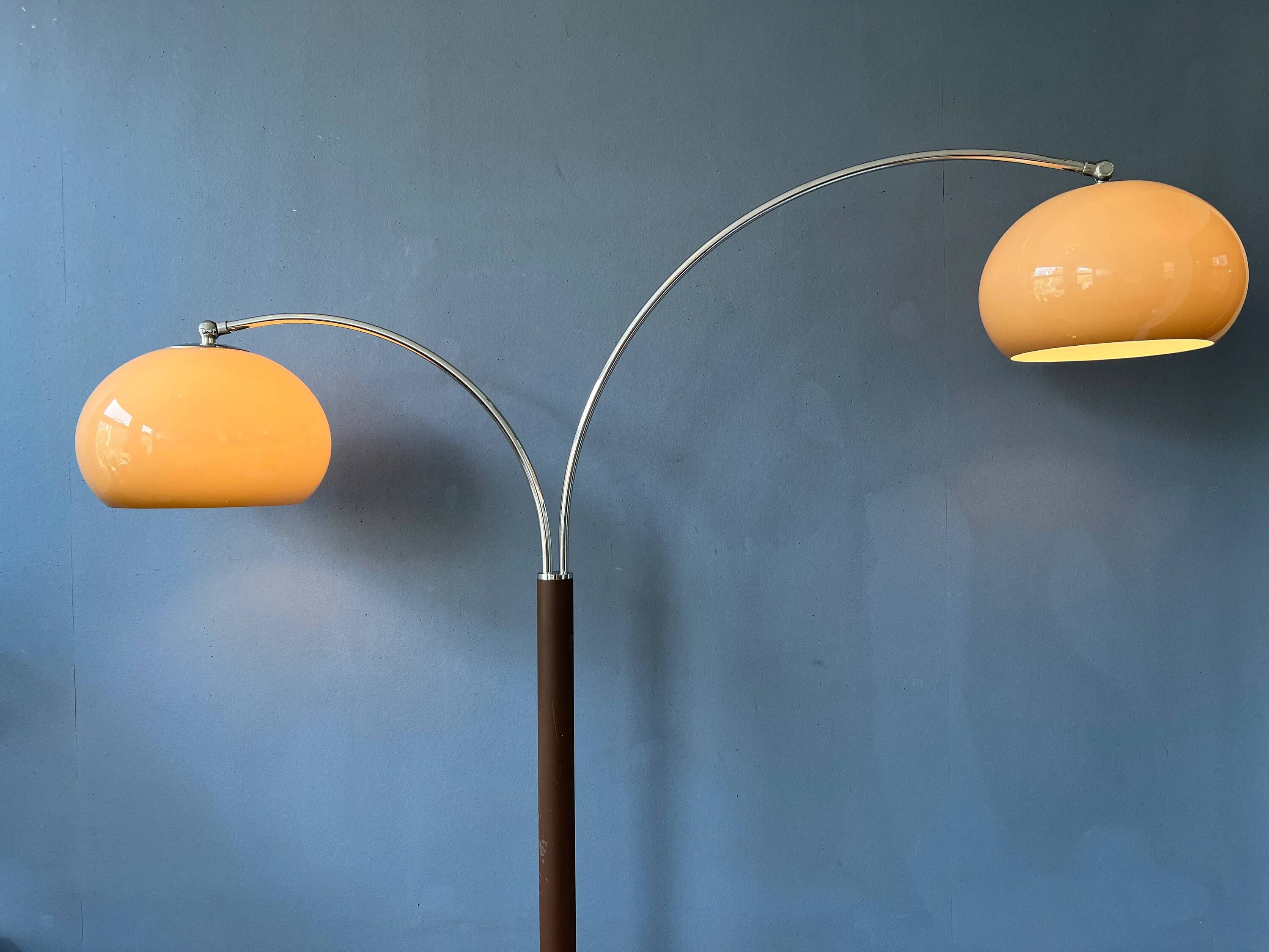Mid-Century Dijkstra double arc floor lamp with mushroom shade