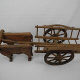 Jouet ancien dejou attelage old french wooden toy 50s