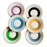 Set of 6 colorful dessert plates 1950s