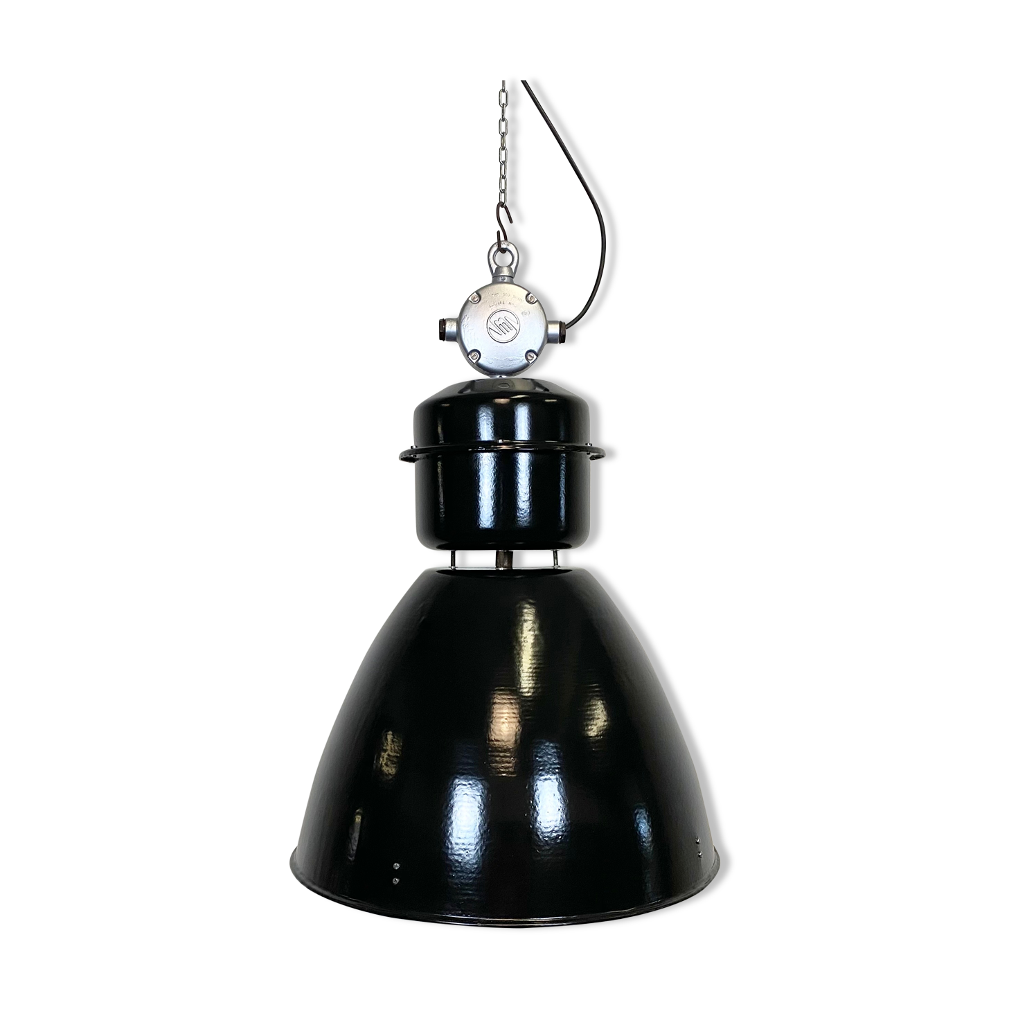 Black industrial factory lamp from Elektrosvit, 1960s