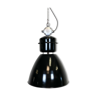 Black industrial factory lamp from Elektrosvit, 1960s