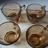 4 Vintage faceted coffee cups Duralex France