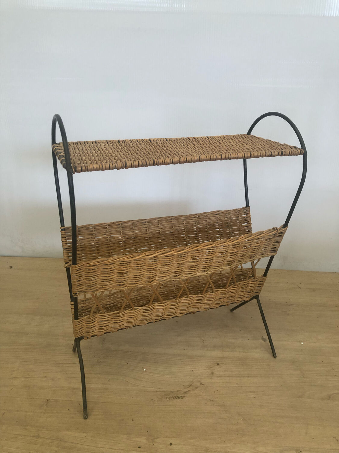 Rattan magazine rack