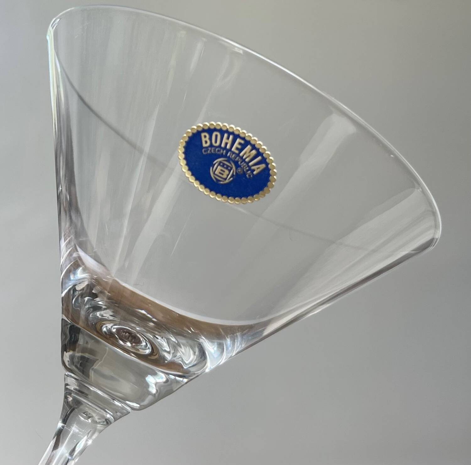 6 Bohemian crystal cocktail glasses.