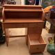 Pine desk with sliding wooden curtain