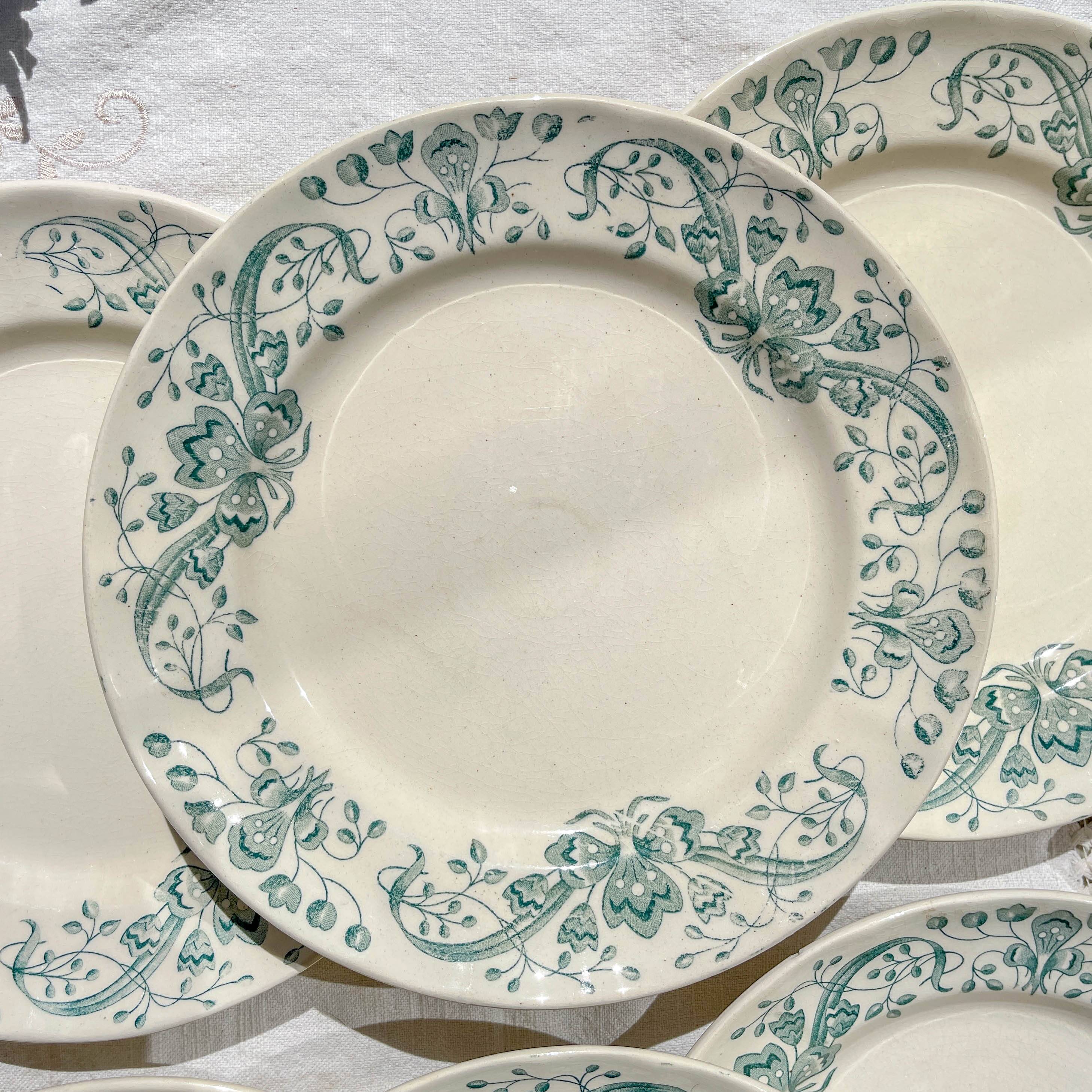 Set of 6 Antique Flat Plates "Figuig" Iron Earth – Longchamp 19th Century