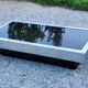 Coffee table in brushed steel and black tinted glass from the 70s